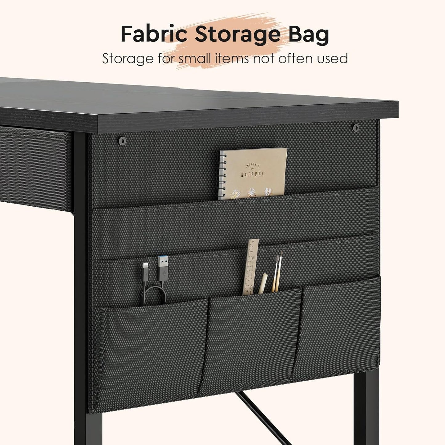 Compact Nano 31.5-inch desk with storage from ErgoDamy, featuring a sleek wooden surface and built-in shelves for organization.