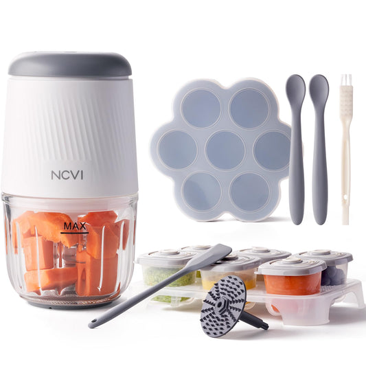 ErgoDamy mini baby food blender and processor set with blending cup and accessories, ideal for preparing fresh baby purees.