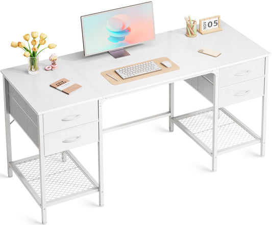 ErgoDamy Zen 55-inch premium desk with four drawers, featuring a sleek modern design and spacious workspace.